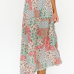 Boho Patchwork Floral Skirt